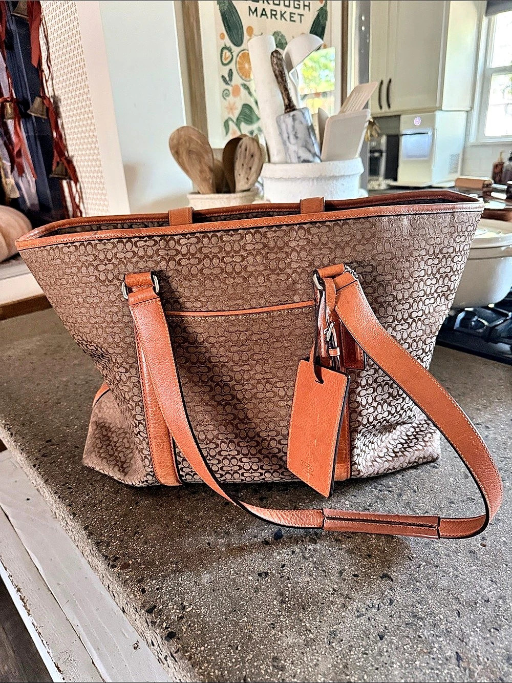 Coach Hamptons Signature XL Weekender Tote Brown